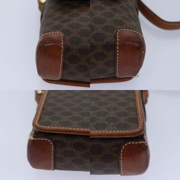 CELINE Macadam Canvas Shoulder Bag Pvc Leather Brown Gold - Picture 10 of 12